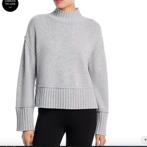 AQUA Cashmere of Bloomingdales 100% Cashmere Boxy Mock Neck Sweater, gray, NWT